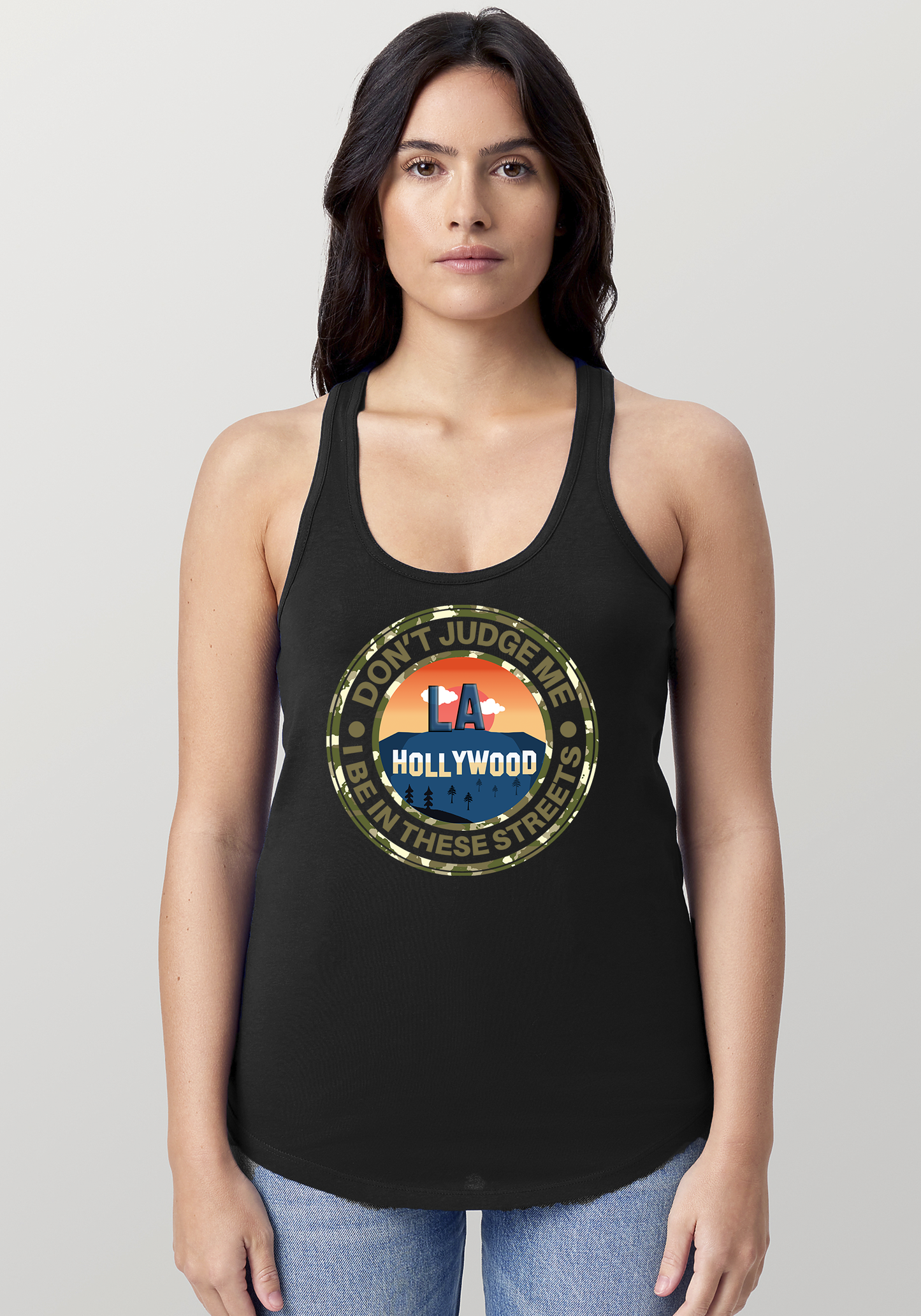 Black Women's Racerback Tank - Hollywood