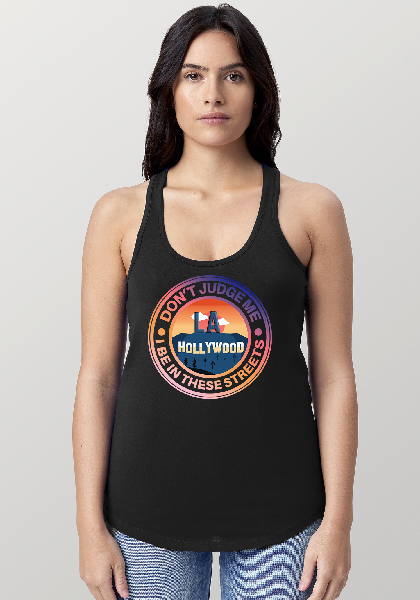 Black Women's Racerback Tank - Hollywood