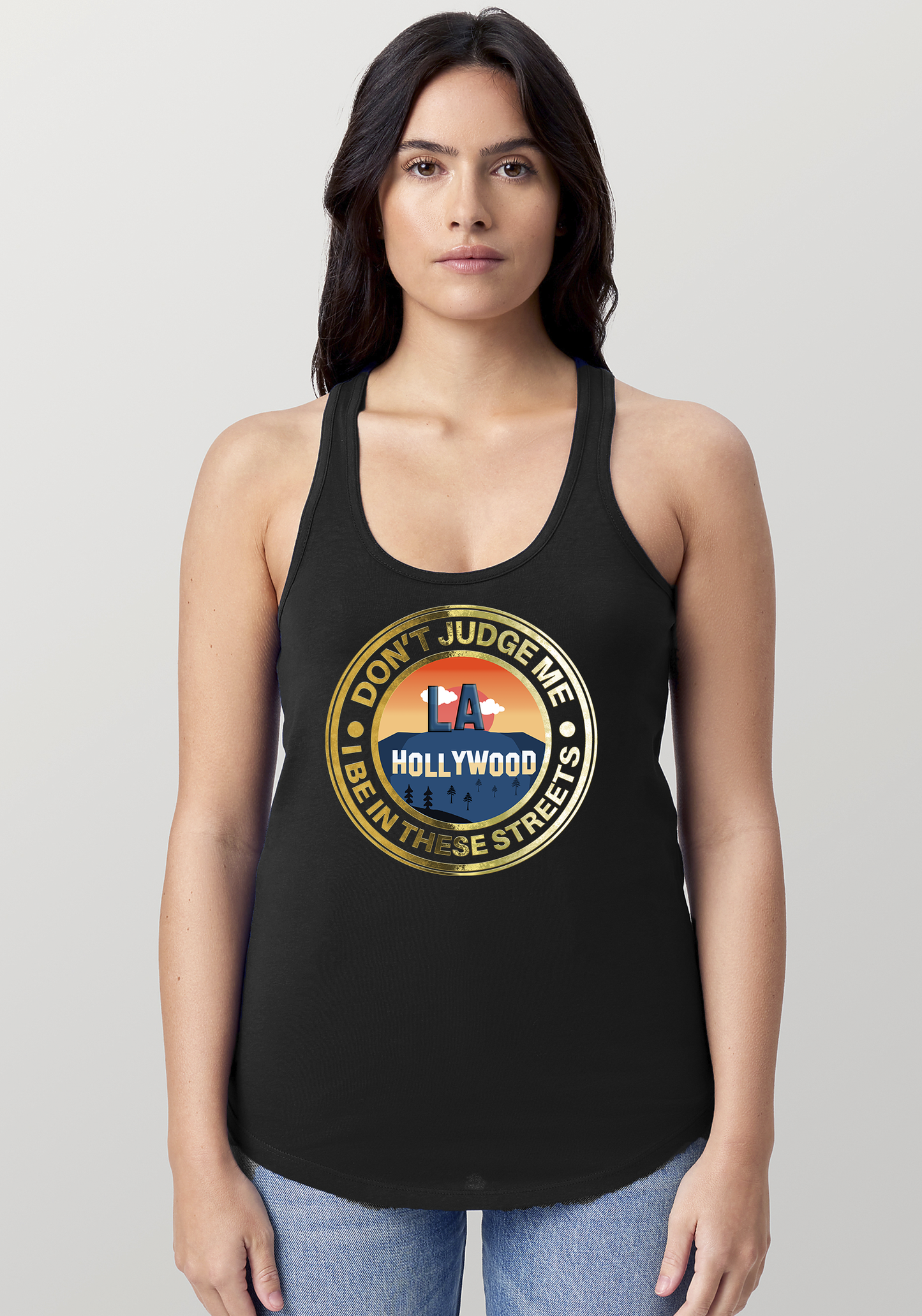 Black Women's Racerback Tank - Hollywood