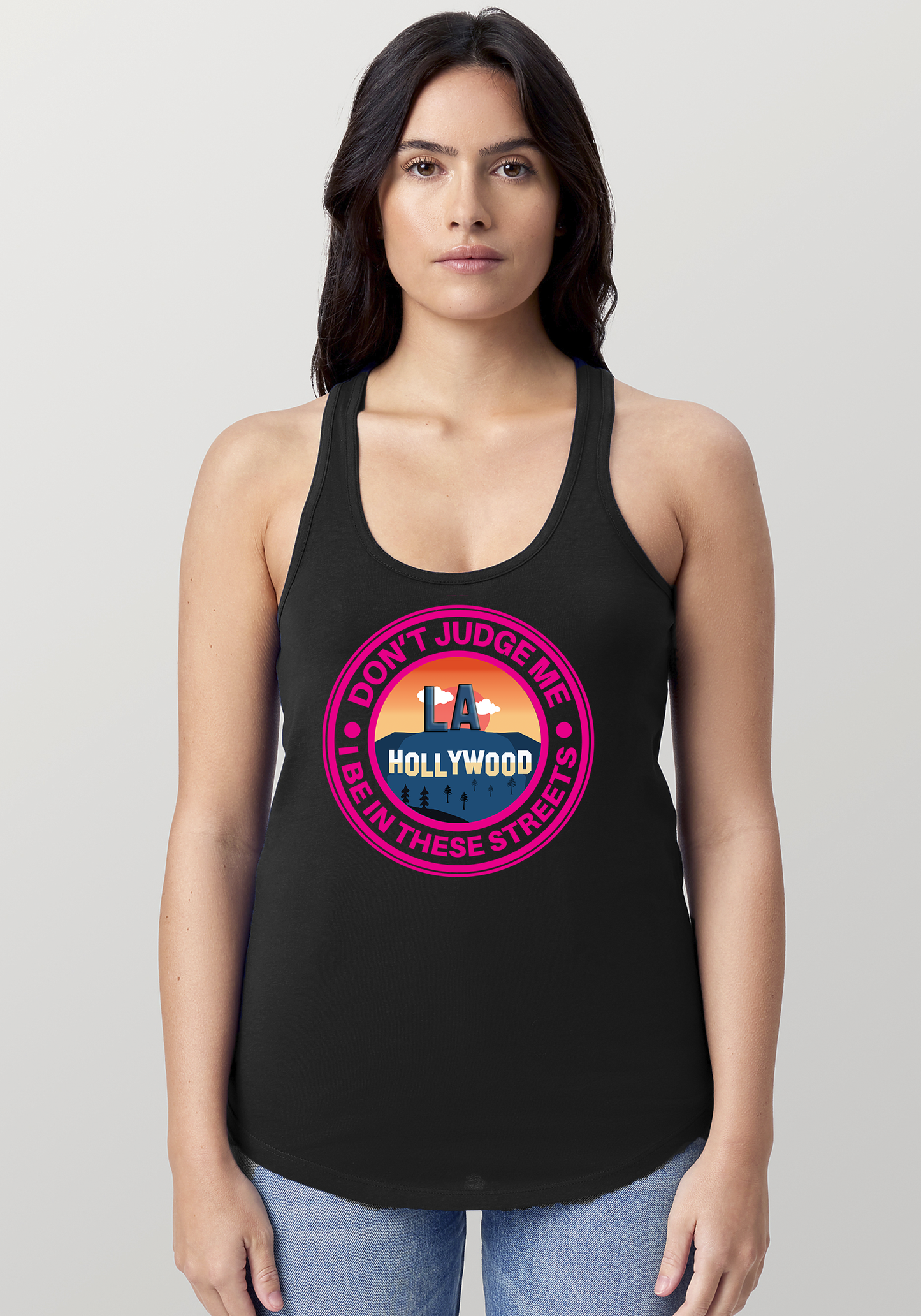 Black Women's Racerback Tank - Hollywood