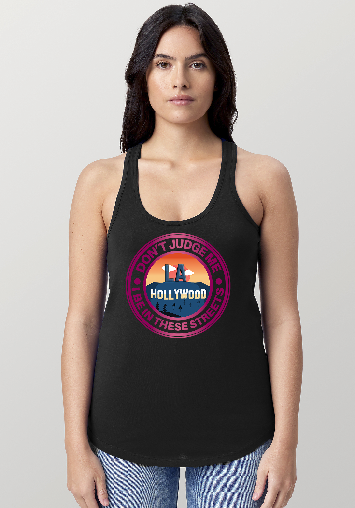 Black Women's Racerback Tank - Hollywood