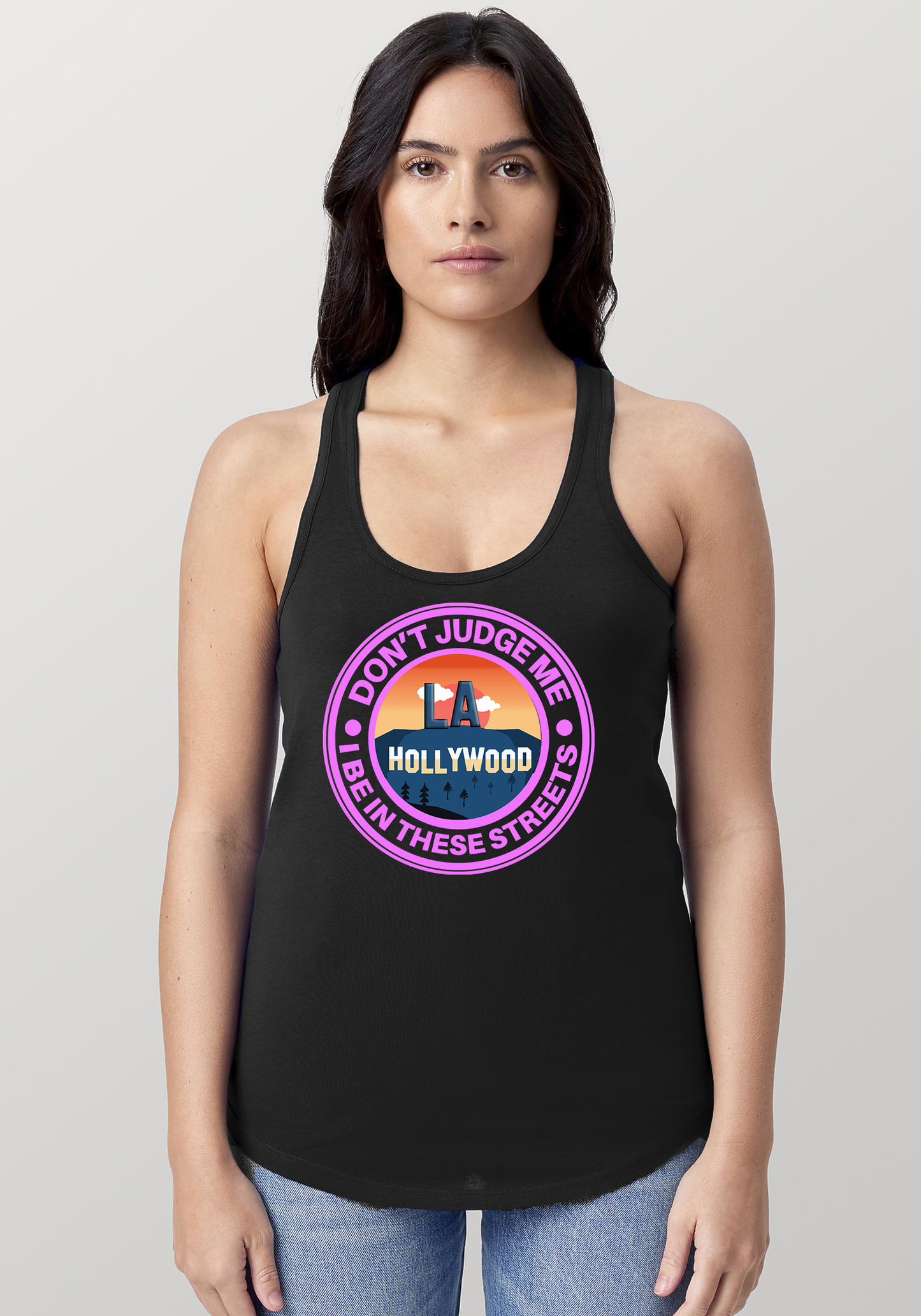 Black Women's Racerback Tank - Hollywood