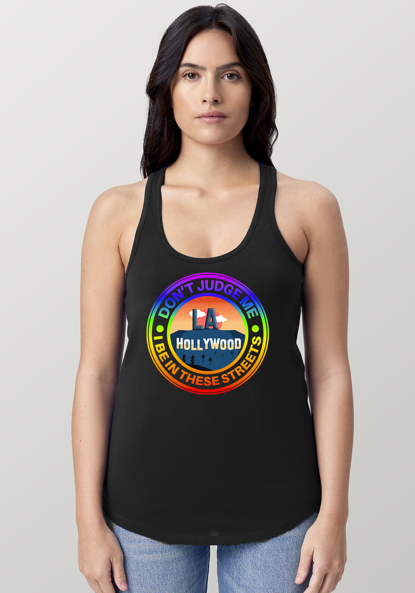Black Women's Racerback Tank - Hollywood