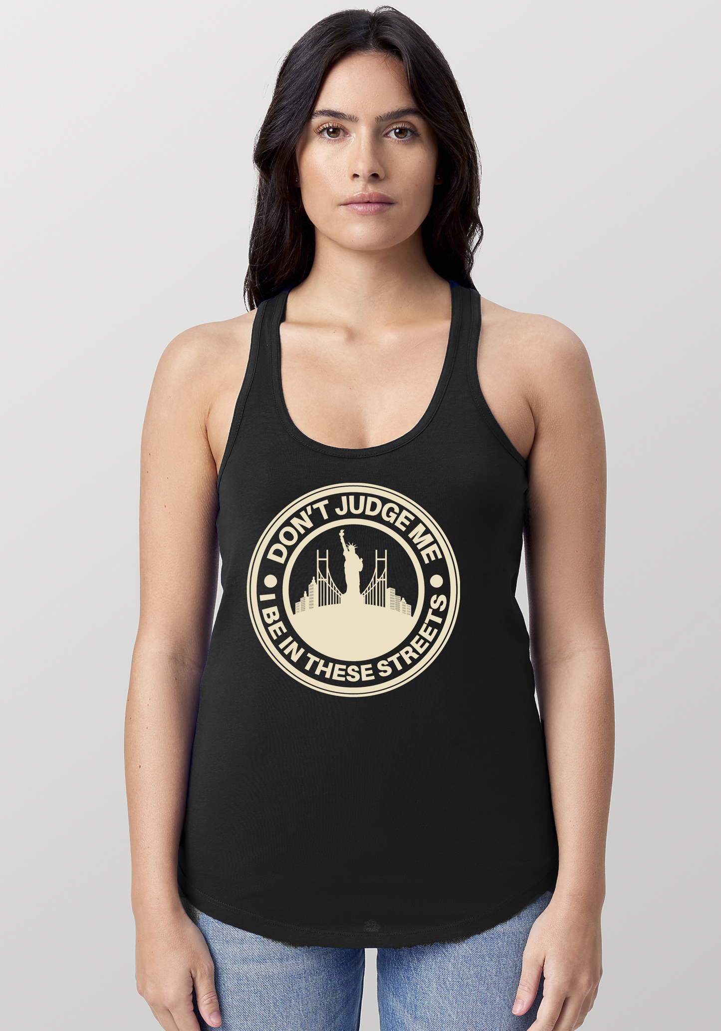 Black Women's Racerback Tank - The City