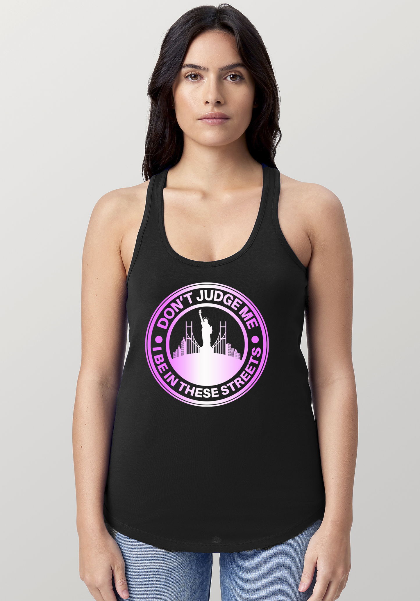 Black Women's Racerback Tank - The City