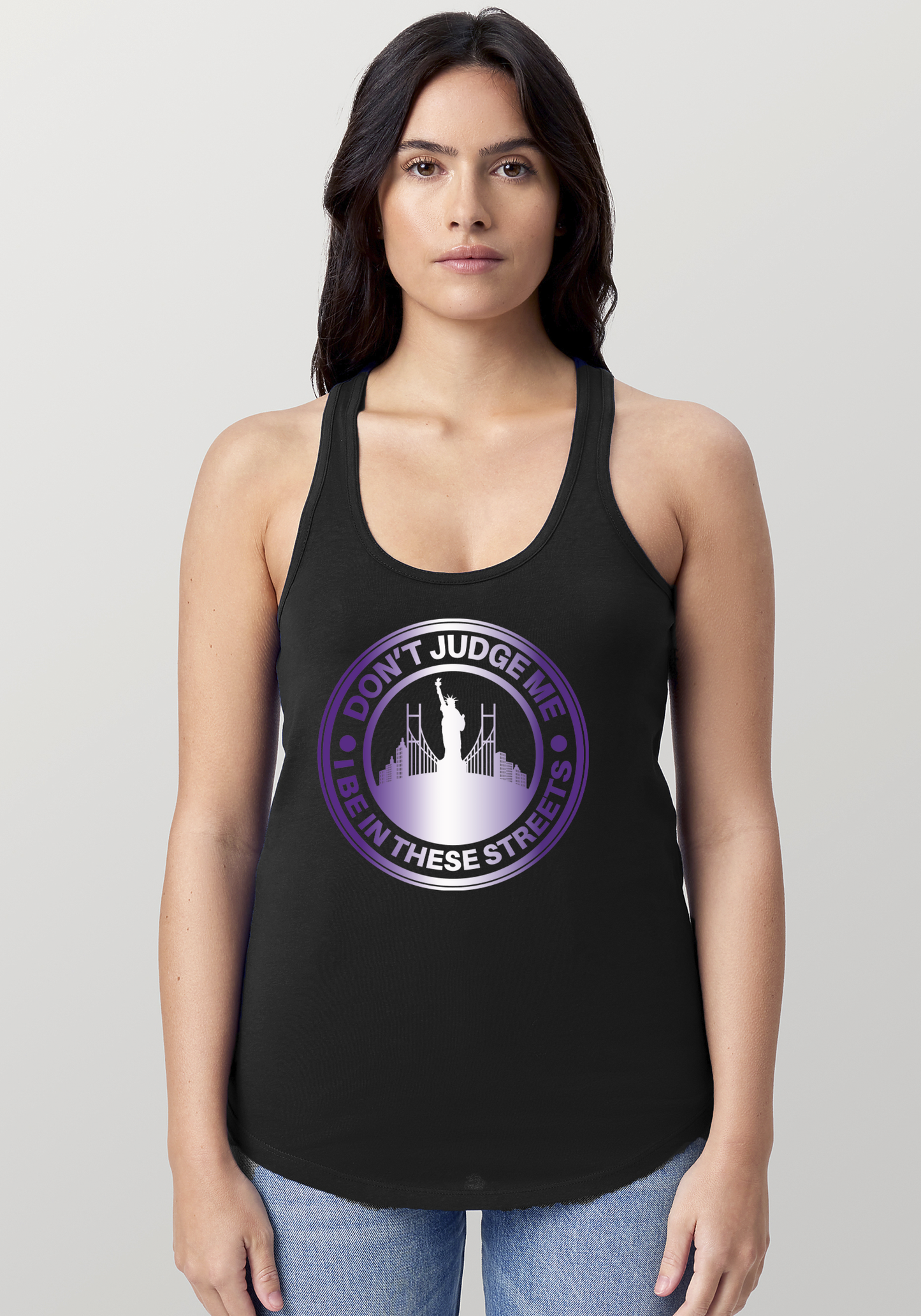 Black Women's Racerback Tank - The City