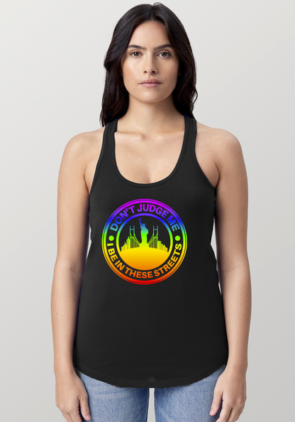 Black Women's Racerback Tank - The City
