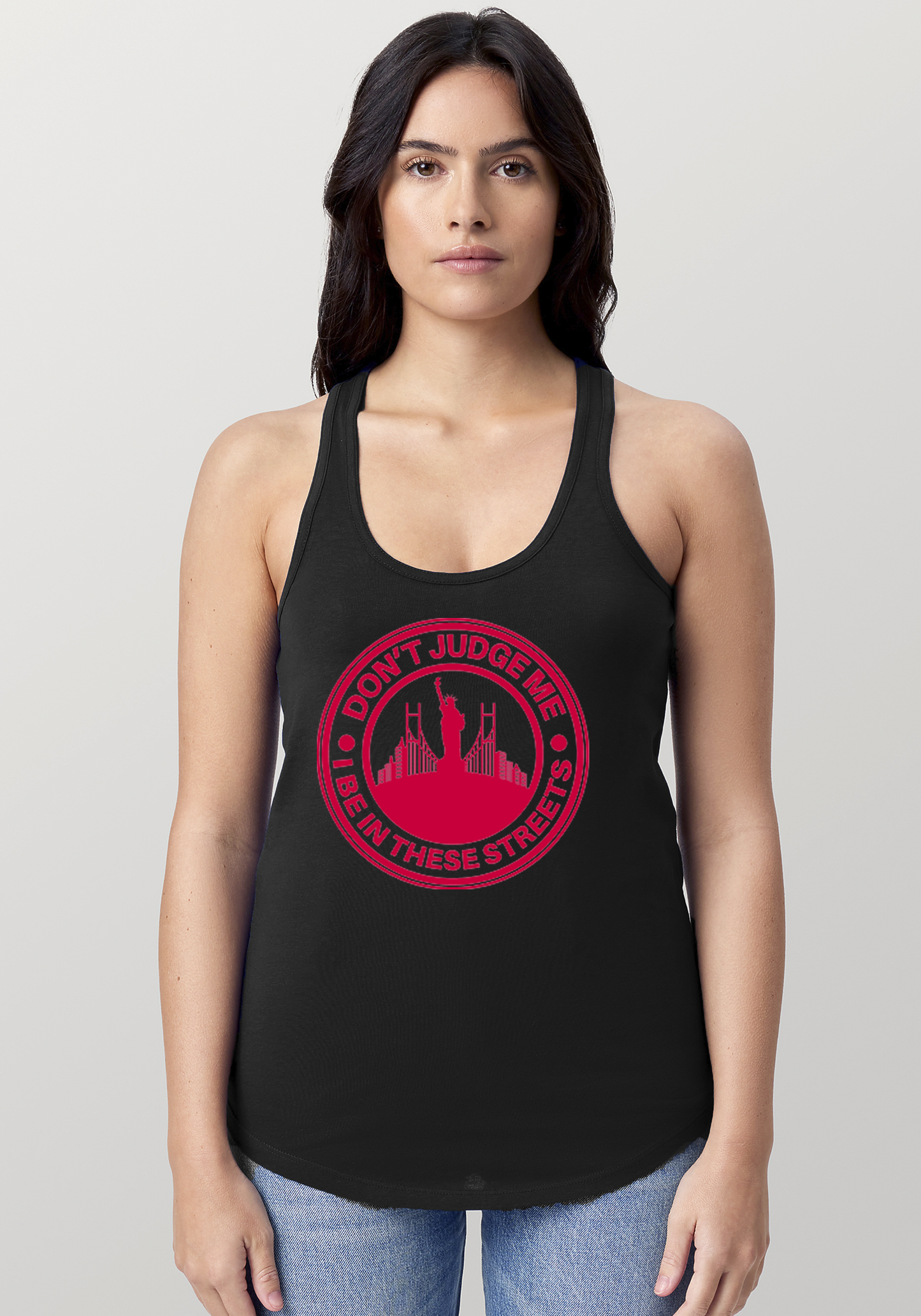 Black Women's Racerback Tank - The City