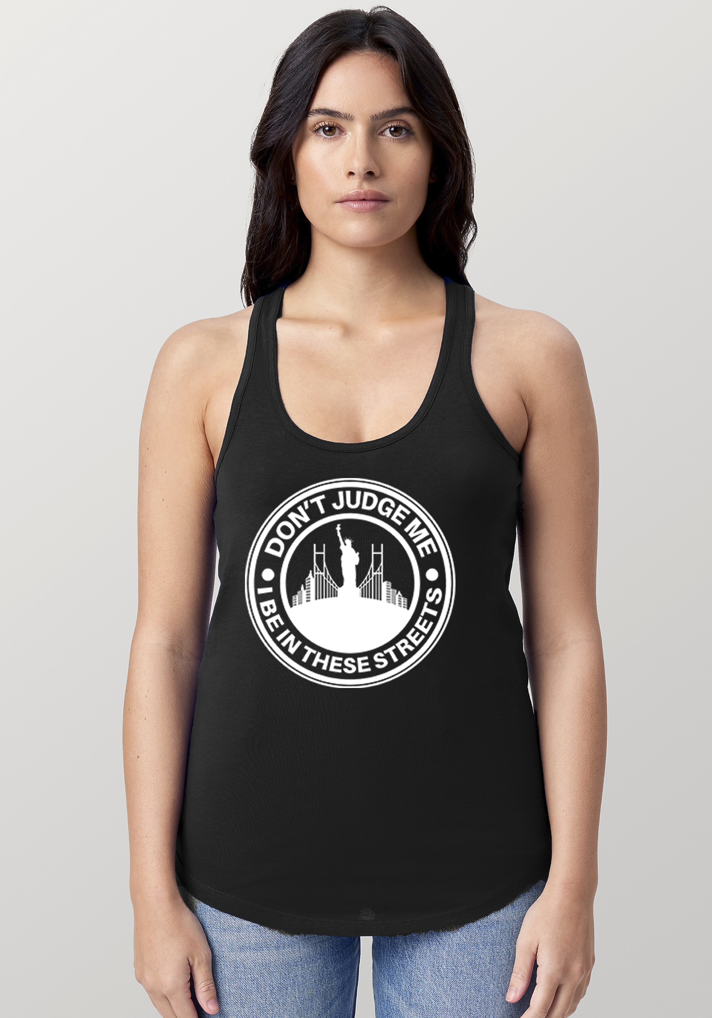 Black Women's Racerback Tank - The City