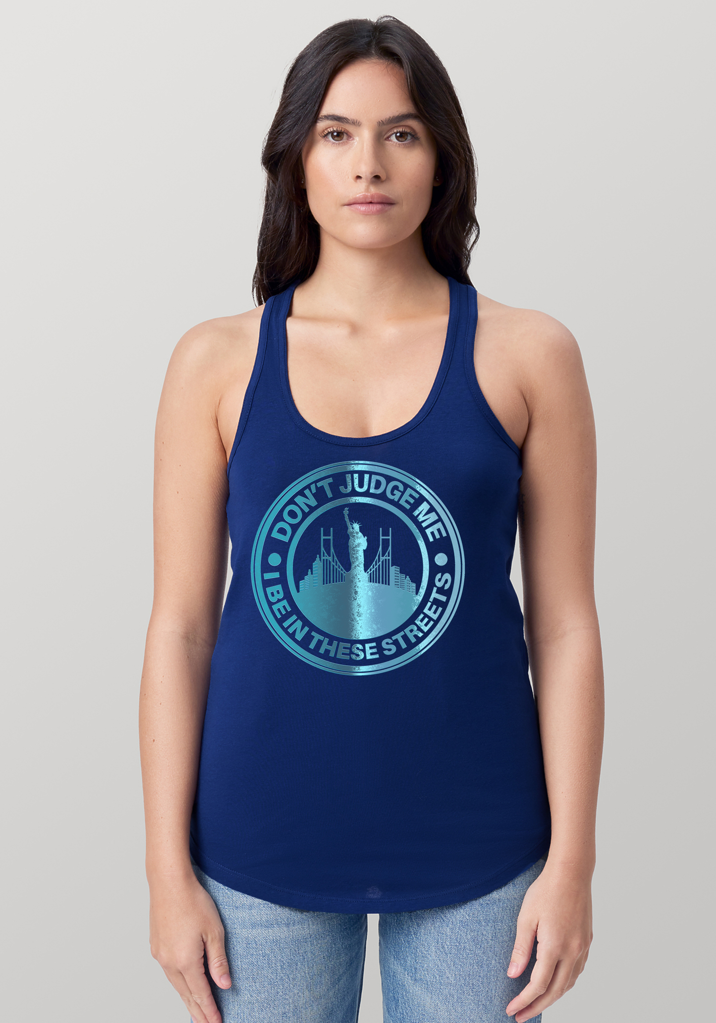Blue Women's Racerback Tank - The City