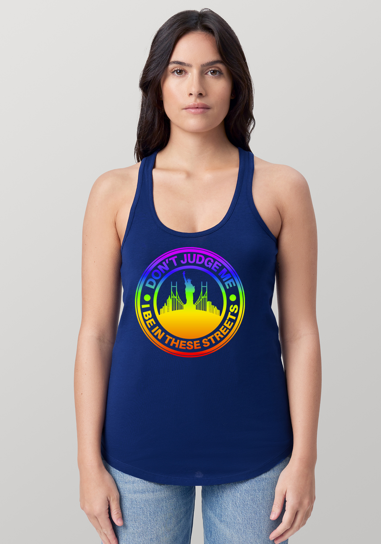 Blue Women's Racerback Tank - The City