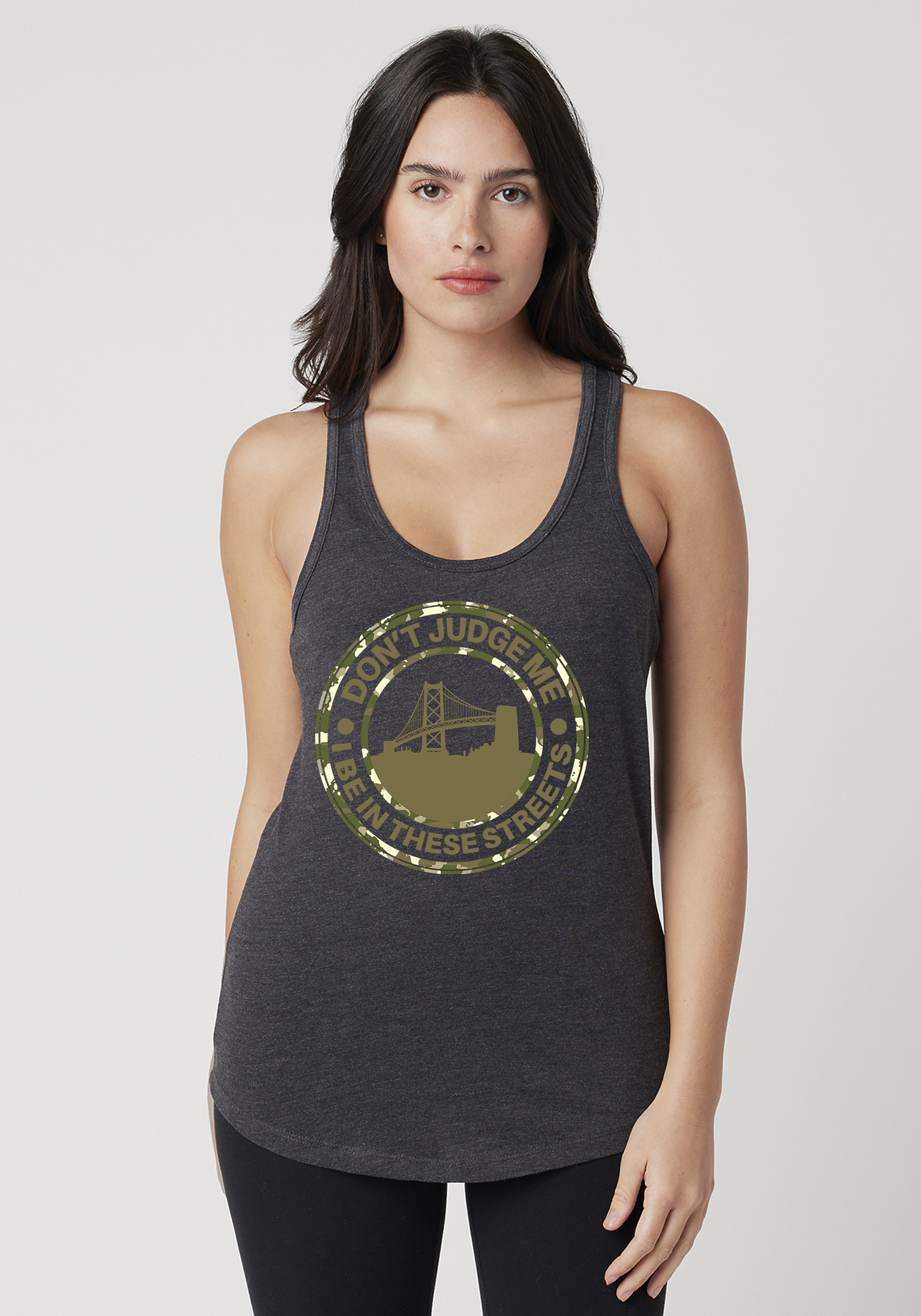 Charcoal Heather Women's Racerback Tank - The Town