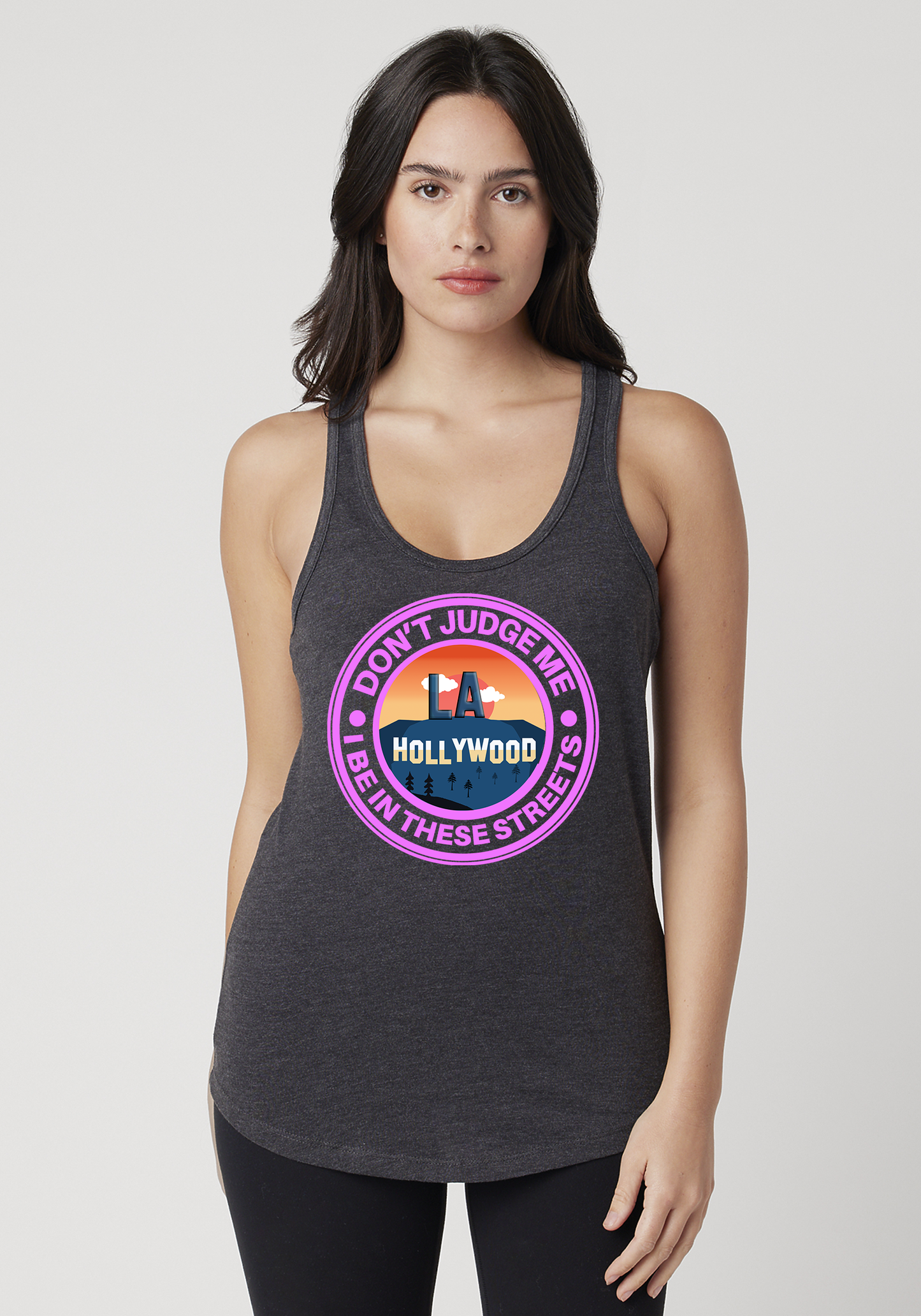 Charcoal Heather Women's Racerback Tank - Hollywood