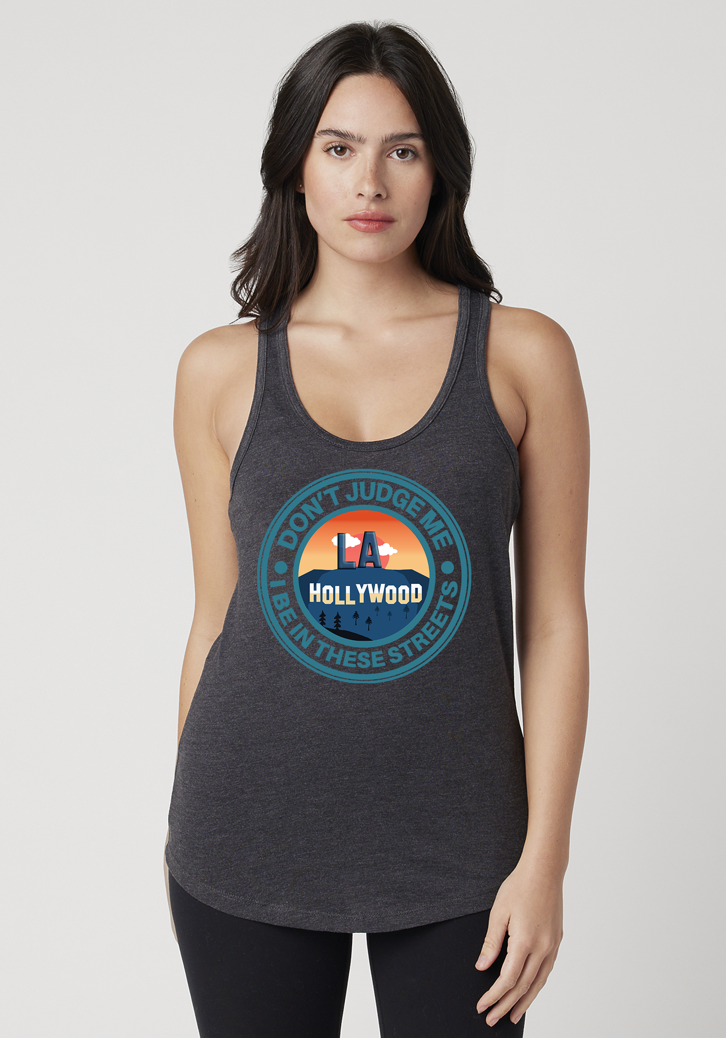 Charcoal Heather Women's Racerback Tank - Hollywood