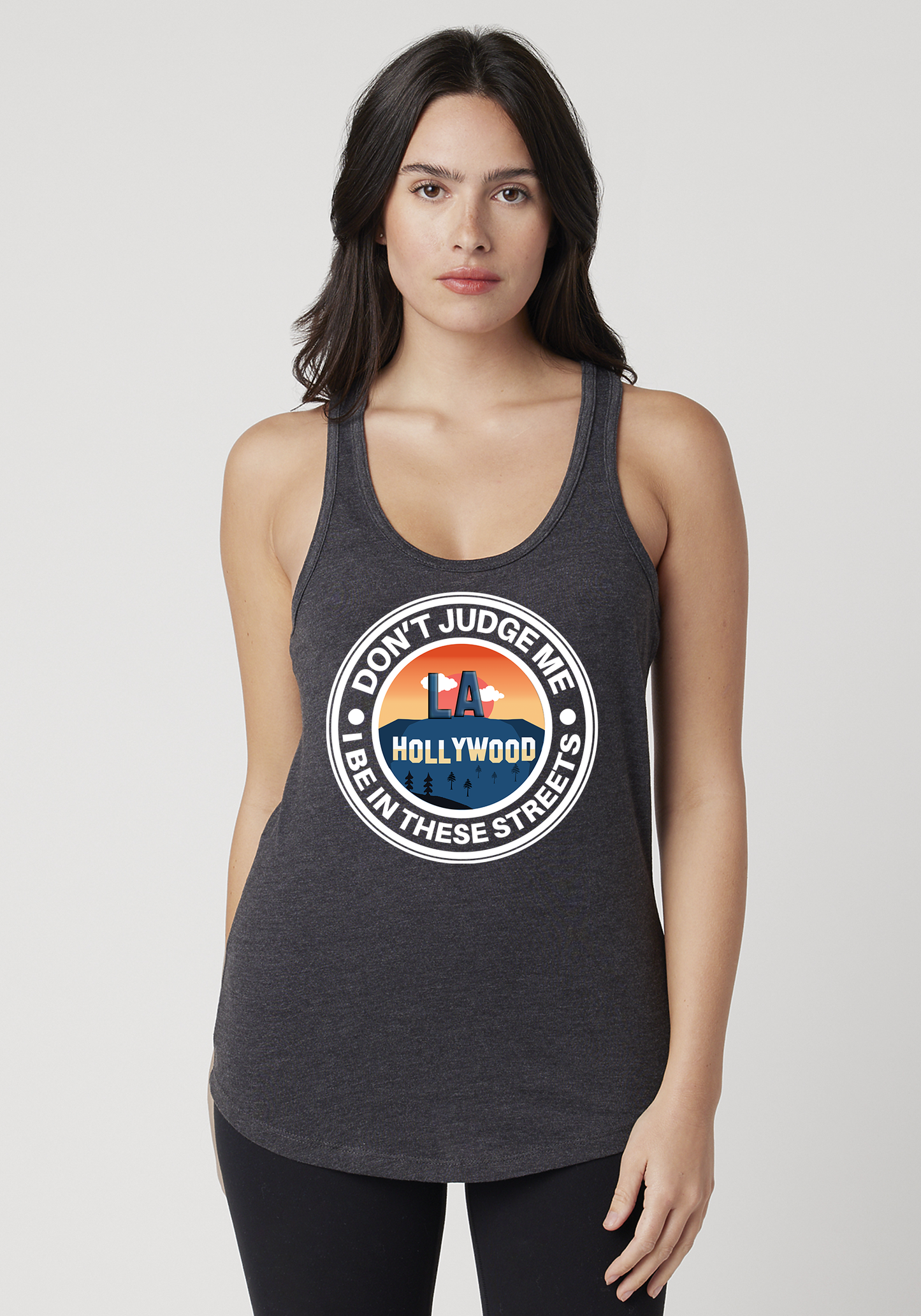 Charcoal Heather Women's Racerback Tank - Hollywood