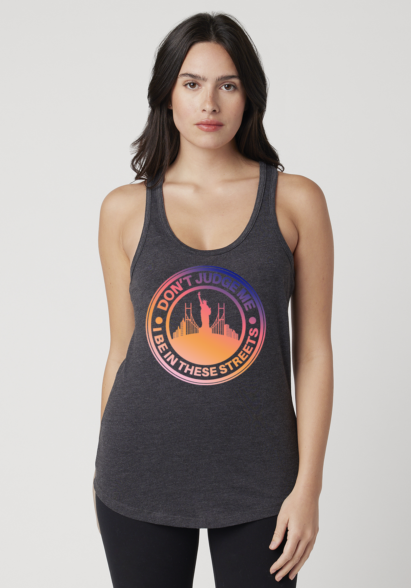 Charcoal Heather Women's Racerback Tank - The City