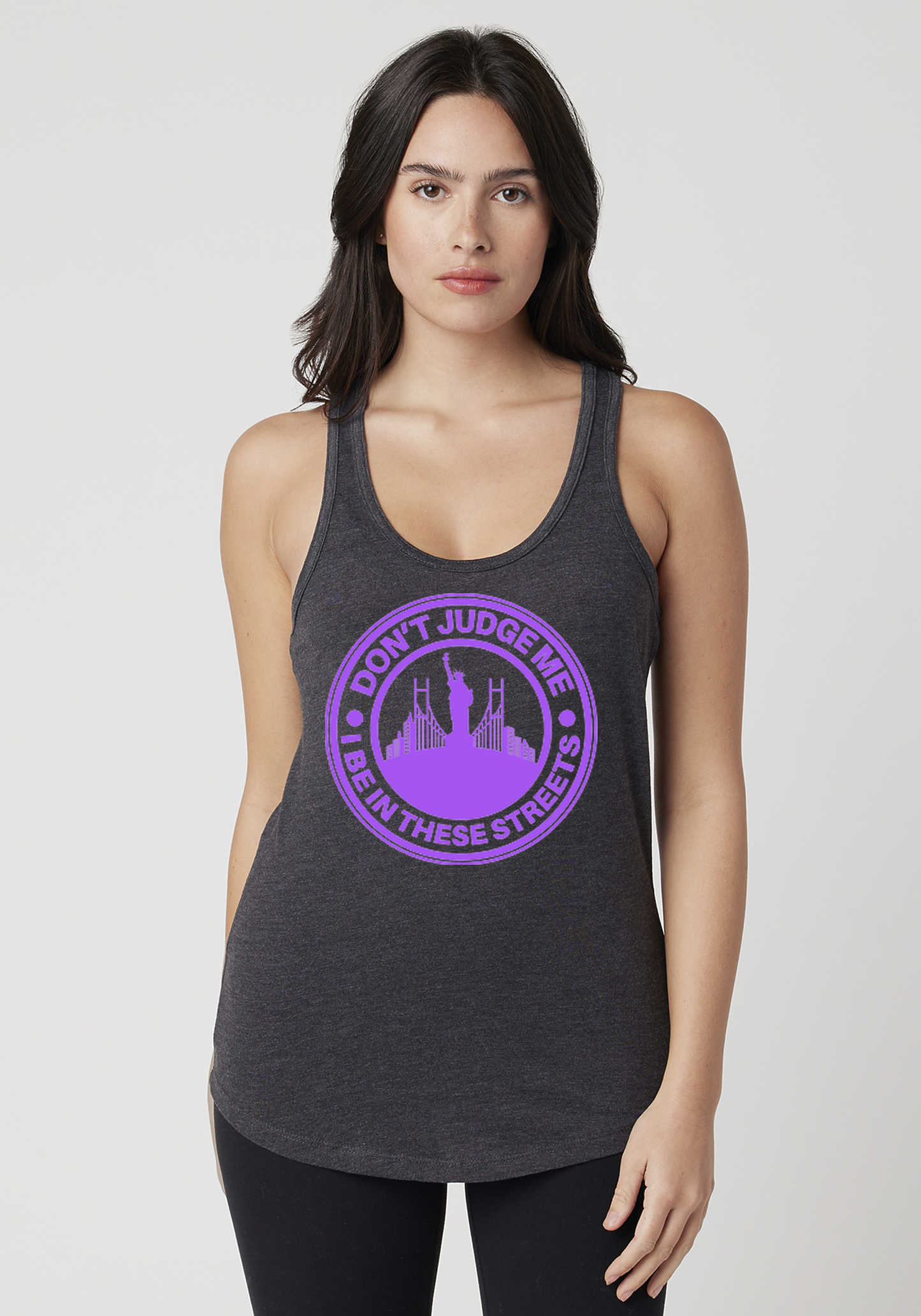 Charcoal Heather Women's Racerback Tank - The City