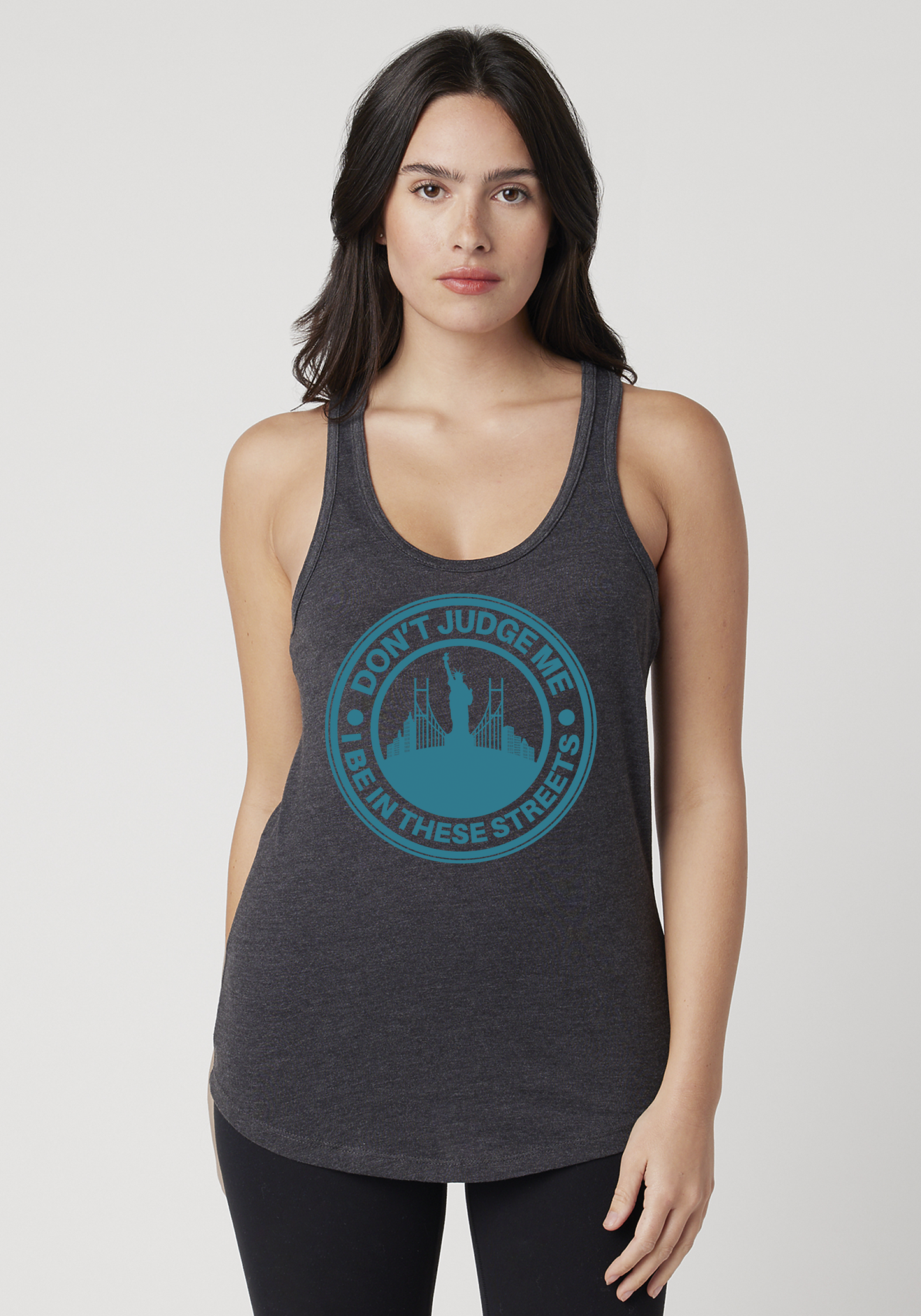Charcoal Heather Women's Racerback Tank - The City