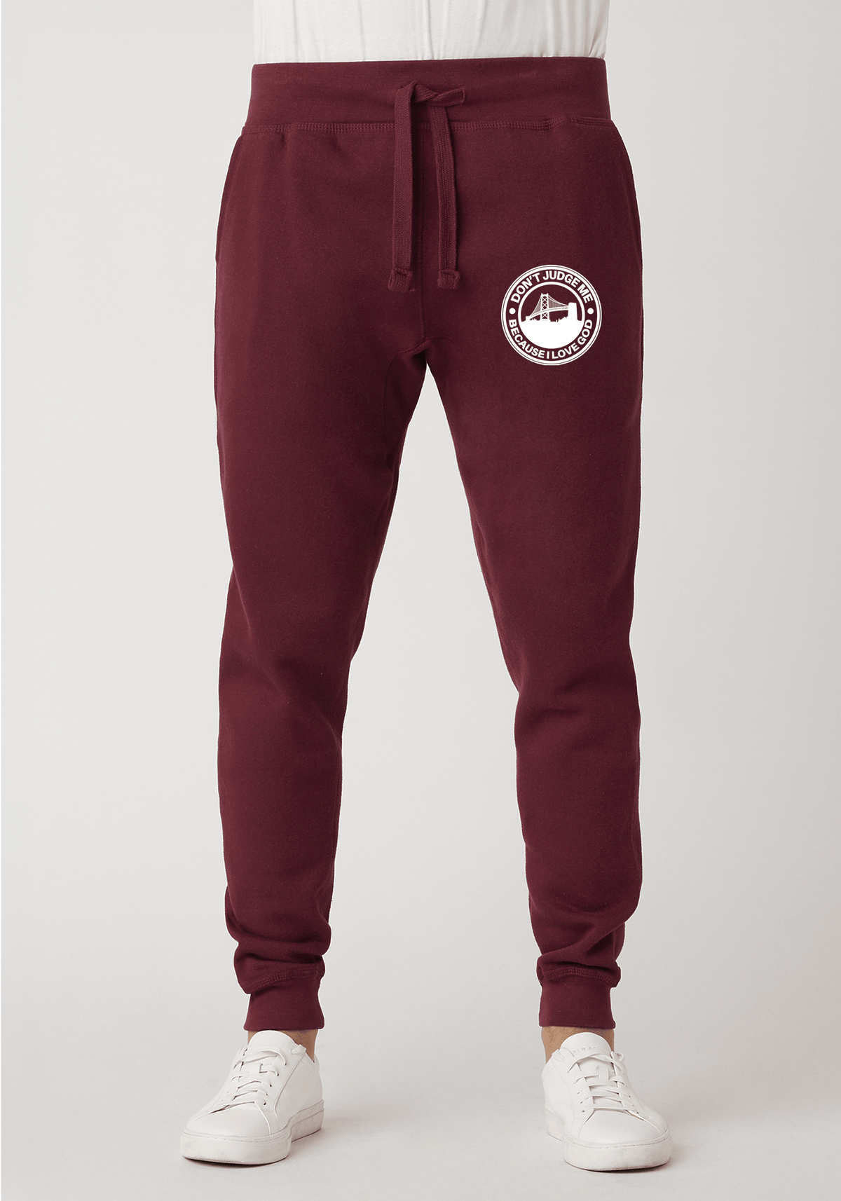 DJMC-UPLOADER:White:Joggers-Maroon-GOD-BayBridge-Whitey.png