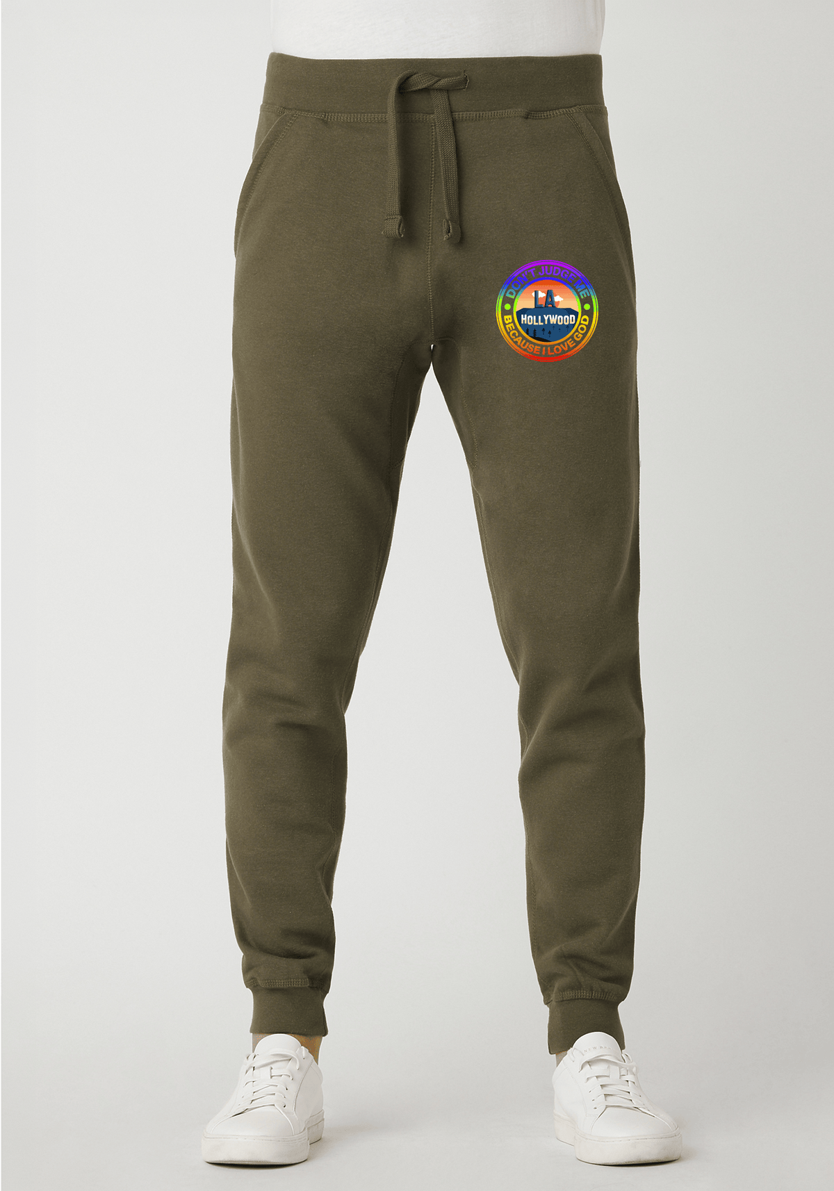DJMC-UPLOADER:Rainbow:Joggers-Military-Green-GOD-LA-Rainbow.png