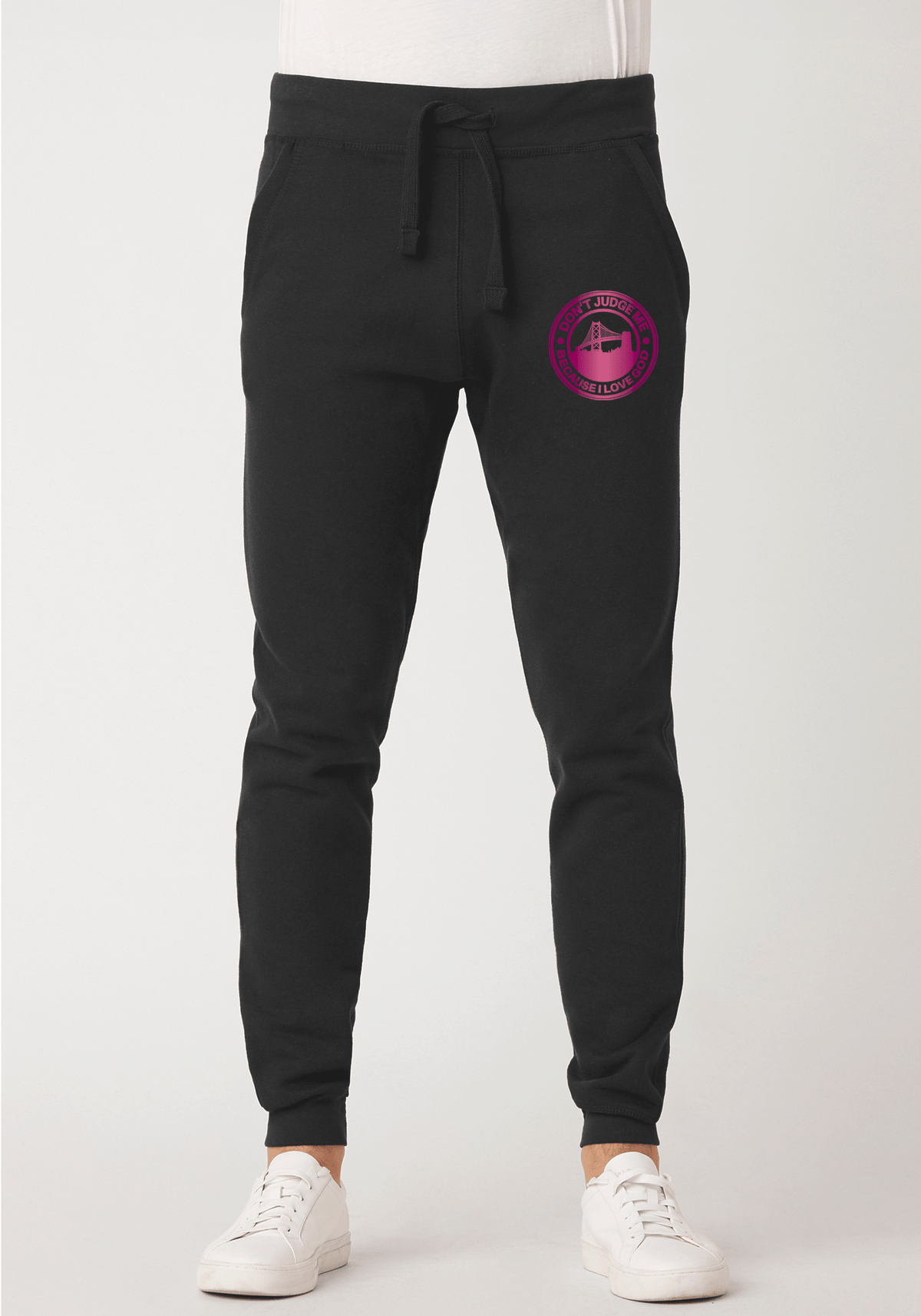DJMC-UPLOADER:Magenta:Joggers-black-GOD-BayBridge-Magenta.png