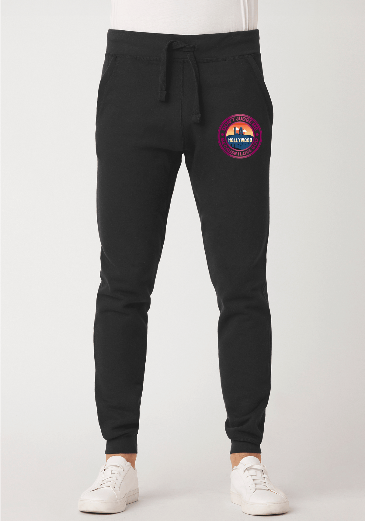 DJMC-UPLOADER:Magenta:Joggers-black-GOD-LA-Magenta.png