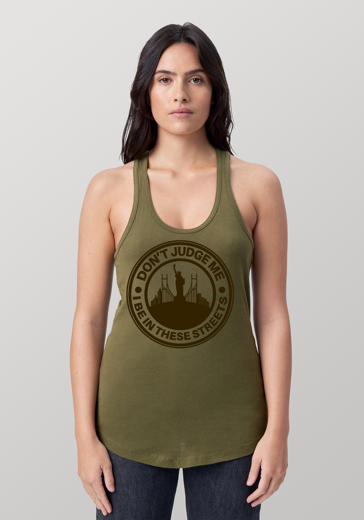 Military Green Women's Racerback Tank - The City