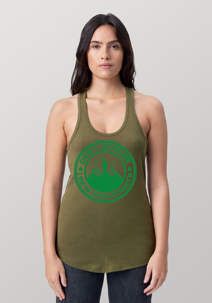 Military Green Women's Racerback Tank - The City