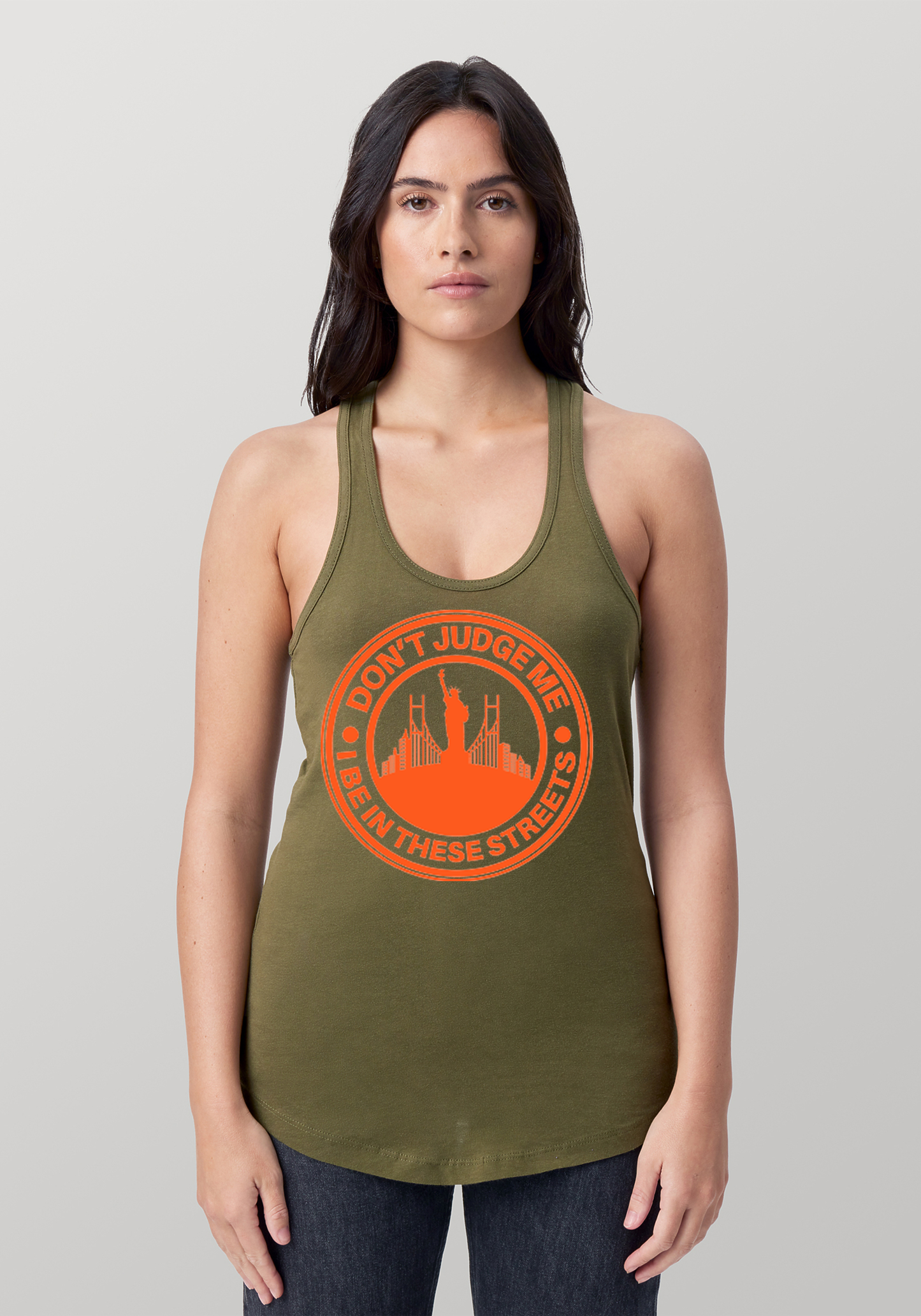 Military Green Women's Racerback Tank - The City