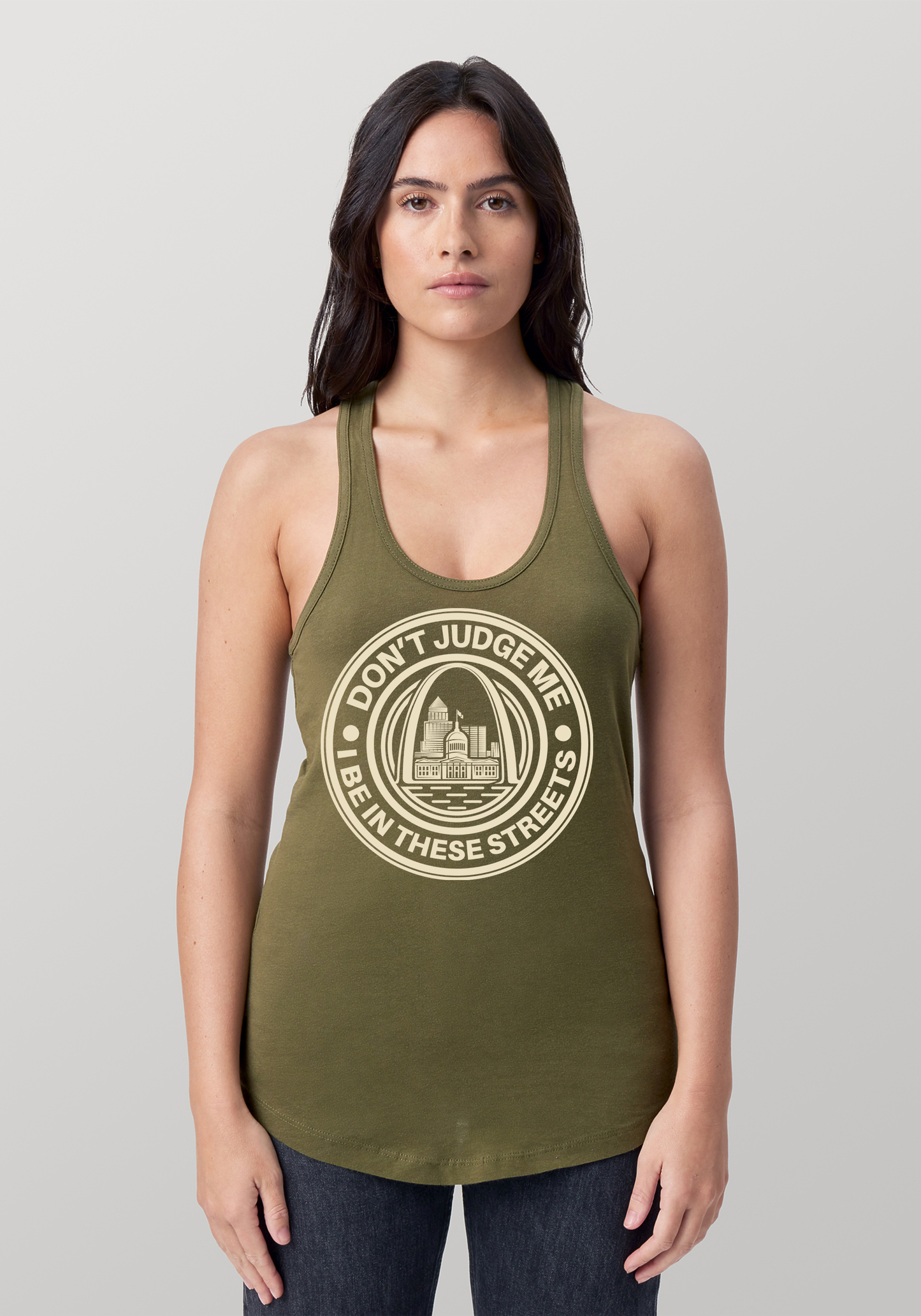 Military Green Women's Racerback Tank - The Lou