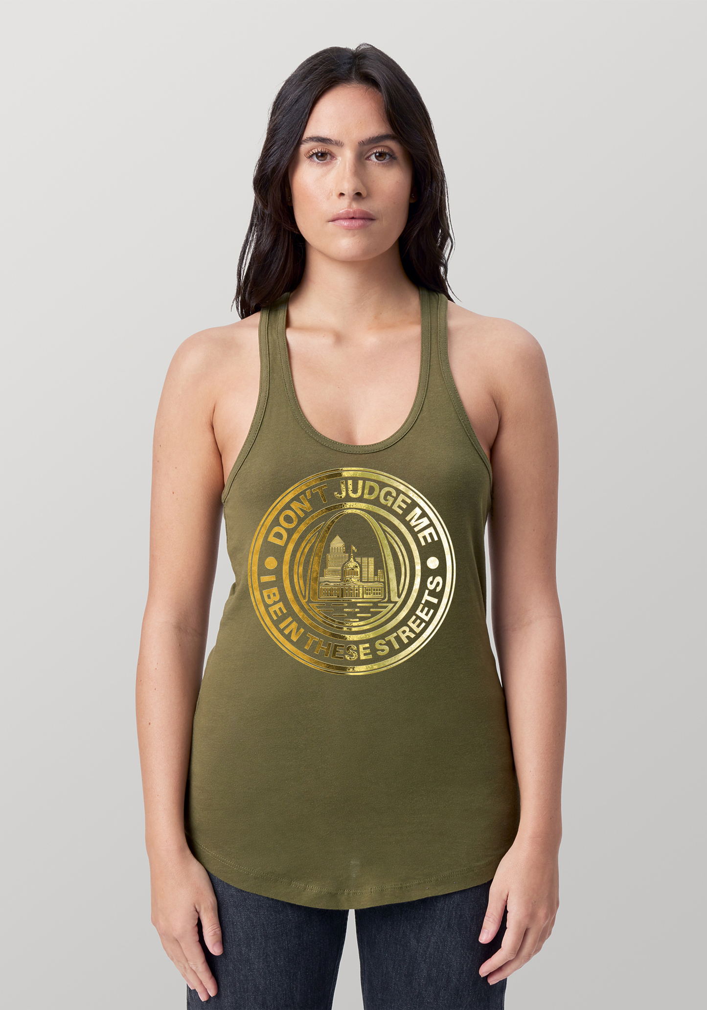 Military Green Women's Racerback Tank - The Lou