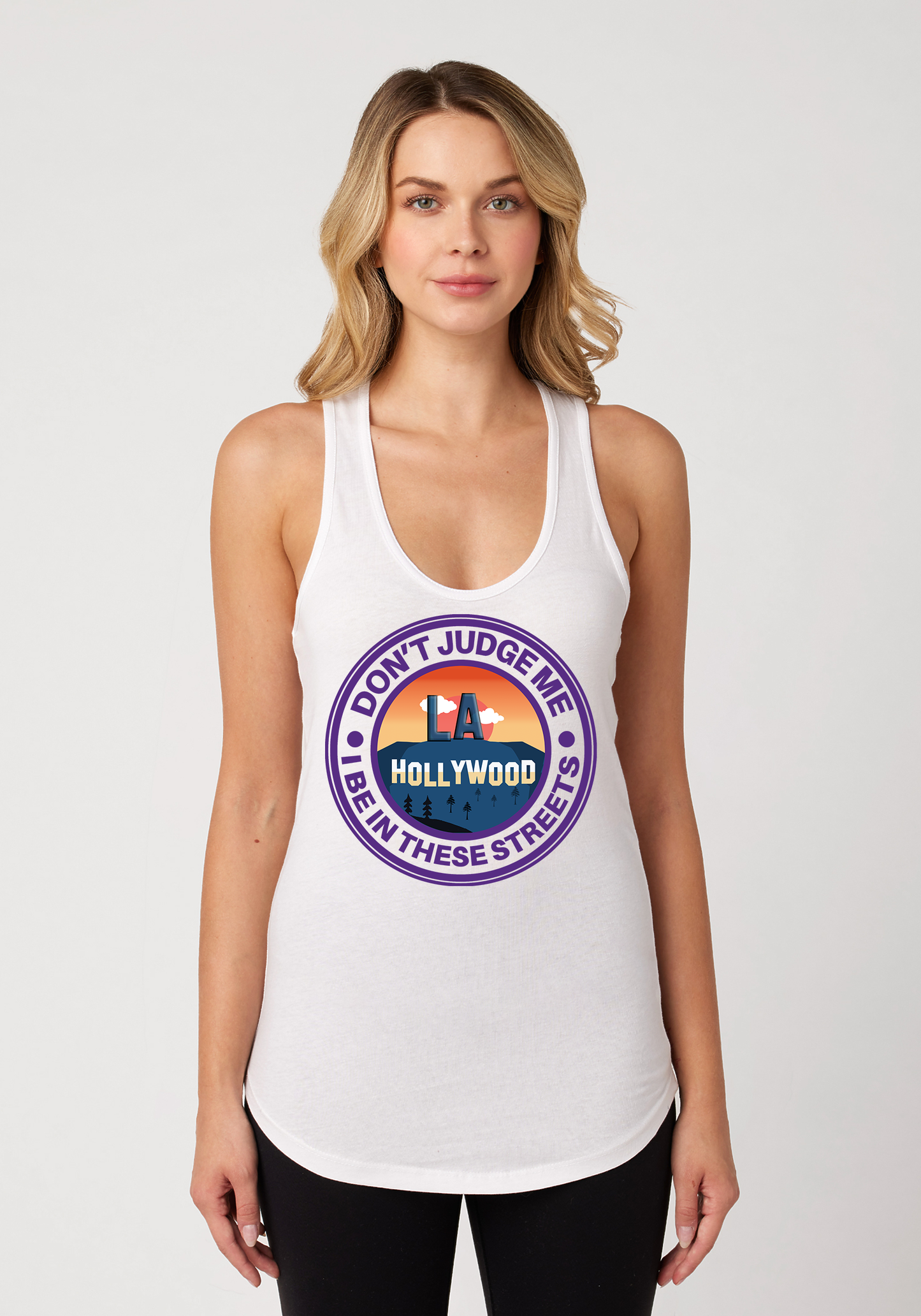 White Women's Racerback Tank - Hollywood