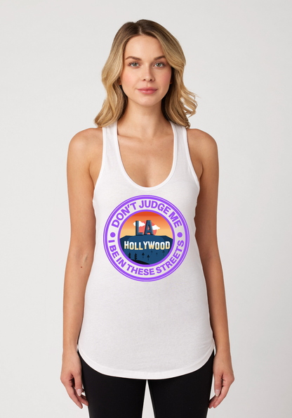 White Women's Racerback Tank - Hollywood