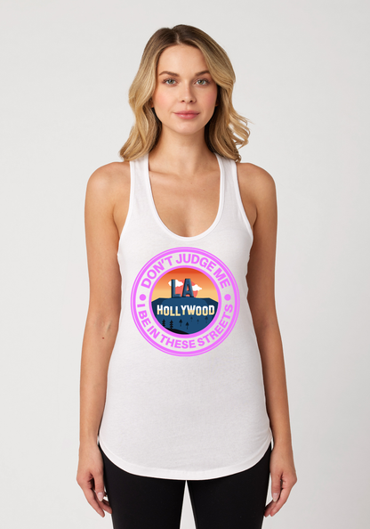 White Women's Racerback Tank - Hollywood