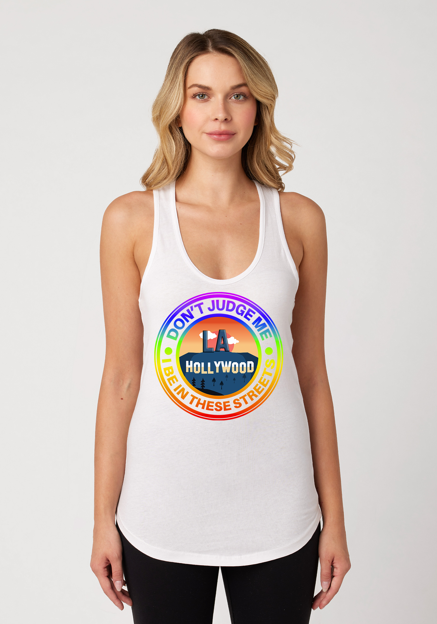 White Women's Racerback Tank - Hollywood