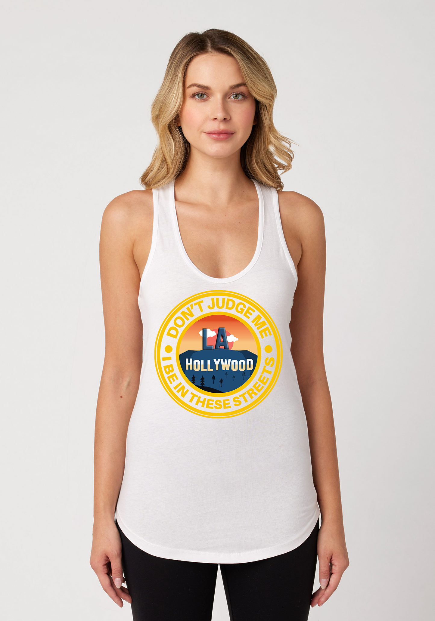 White Women's Racerback Tank - Hollywood
