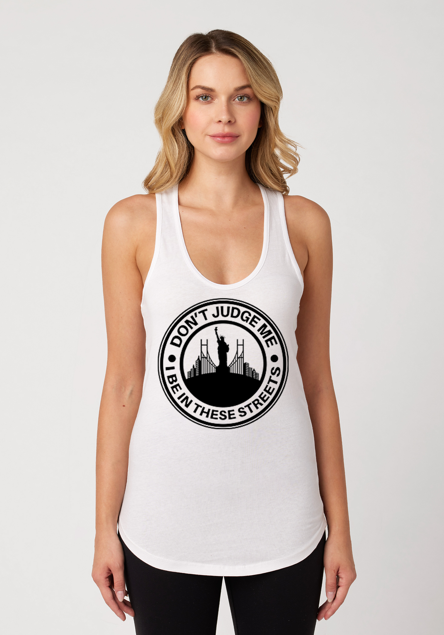 White Women's Racerback Tank - The City