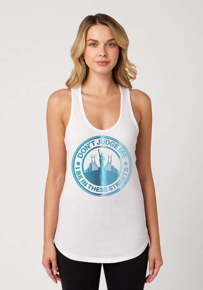 White Women's Racerback Tank - The City