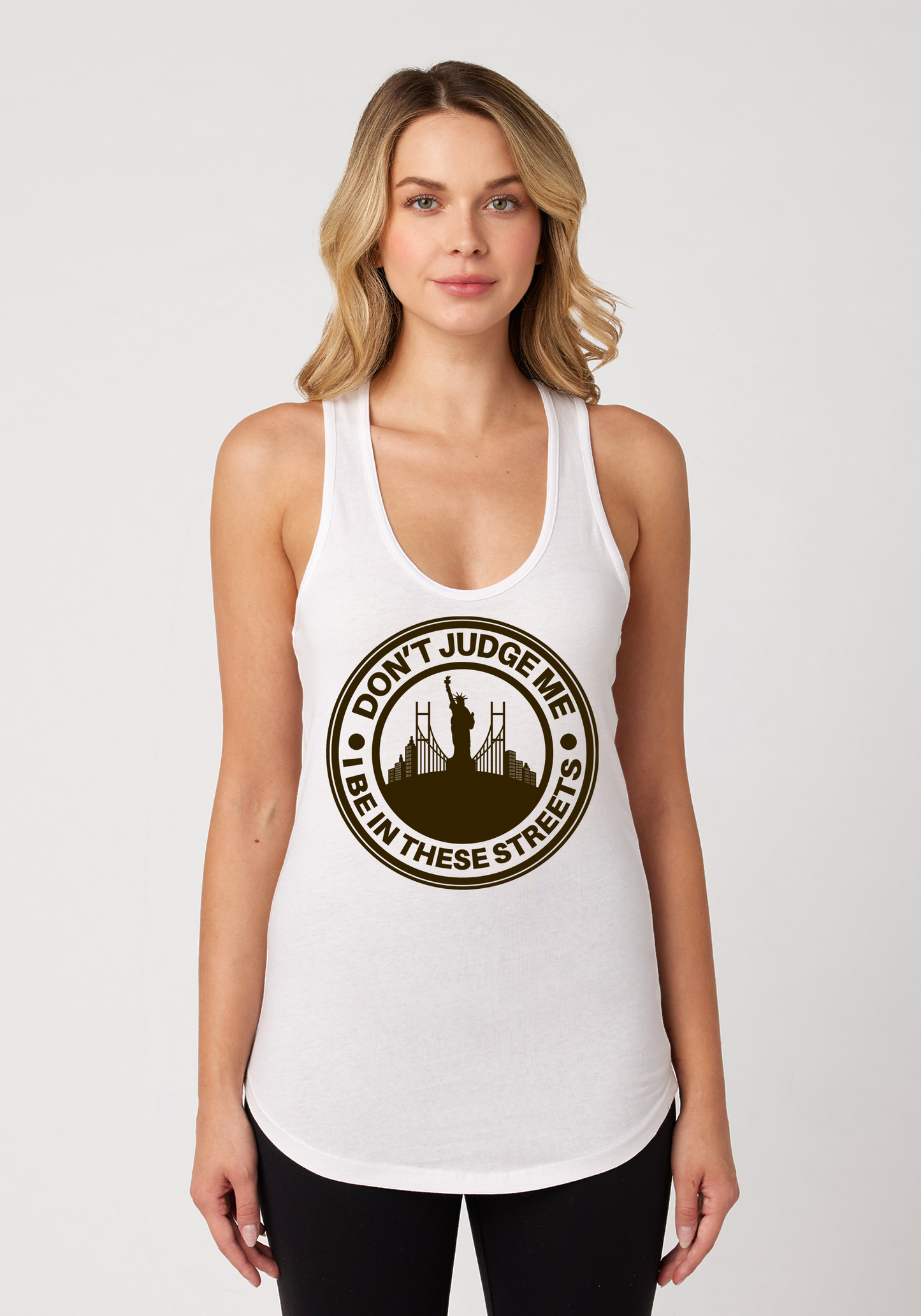 White Women's Racerback Tank - The City
