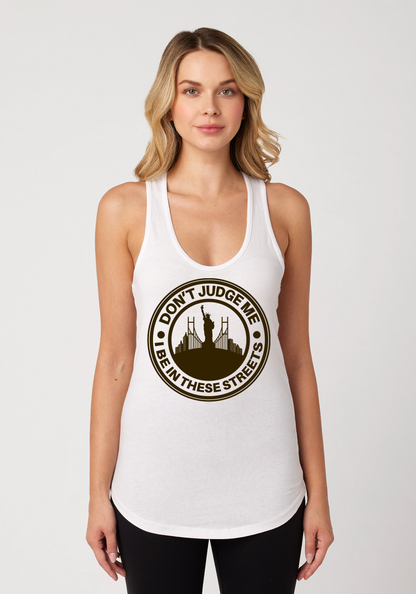 White Women's Racerback Tank - The City