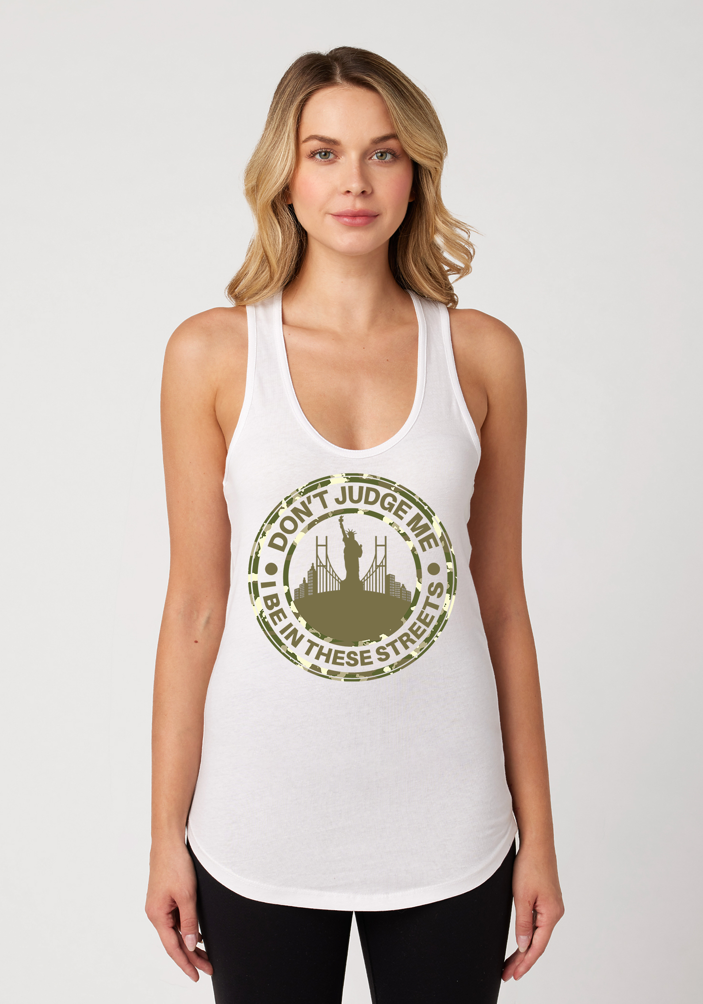 White Women's Racerback Tank - The City