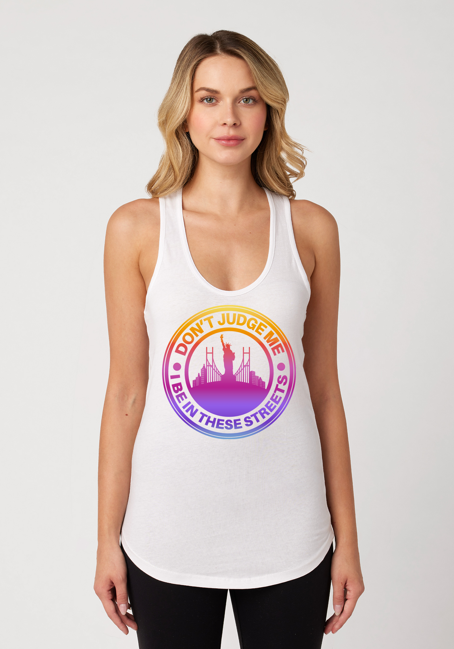 White Women's Racerback Tank - The City