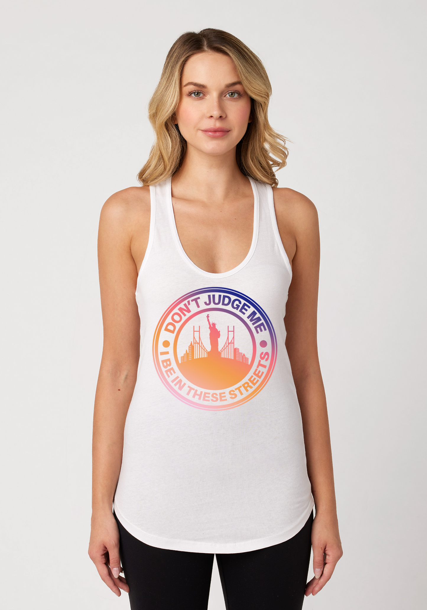 White Women's Racerback Tank - The City