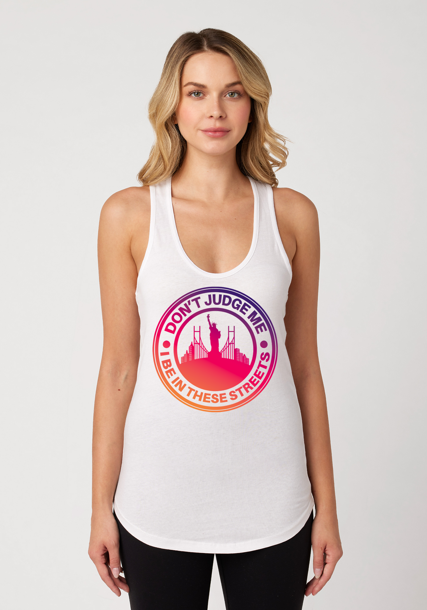 White Women's Racerback Tank - The City