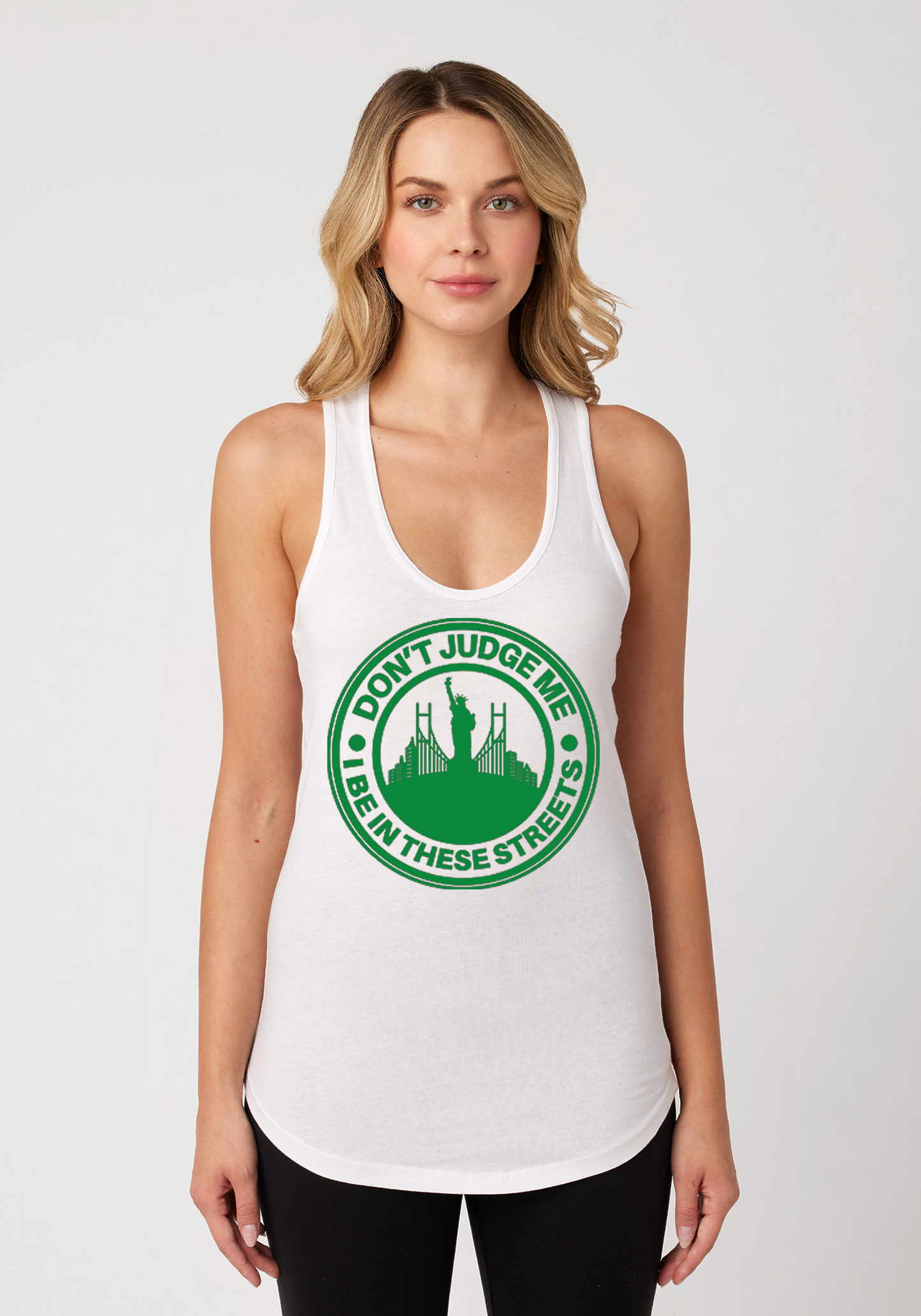 White Women's Racerback Tank - The City