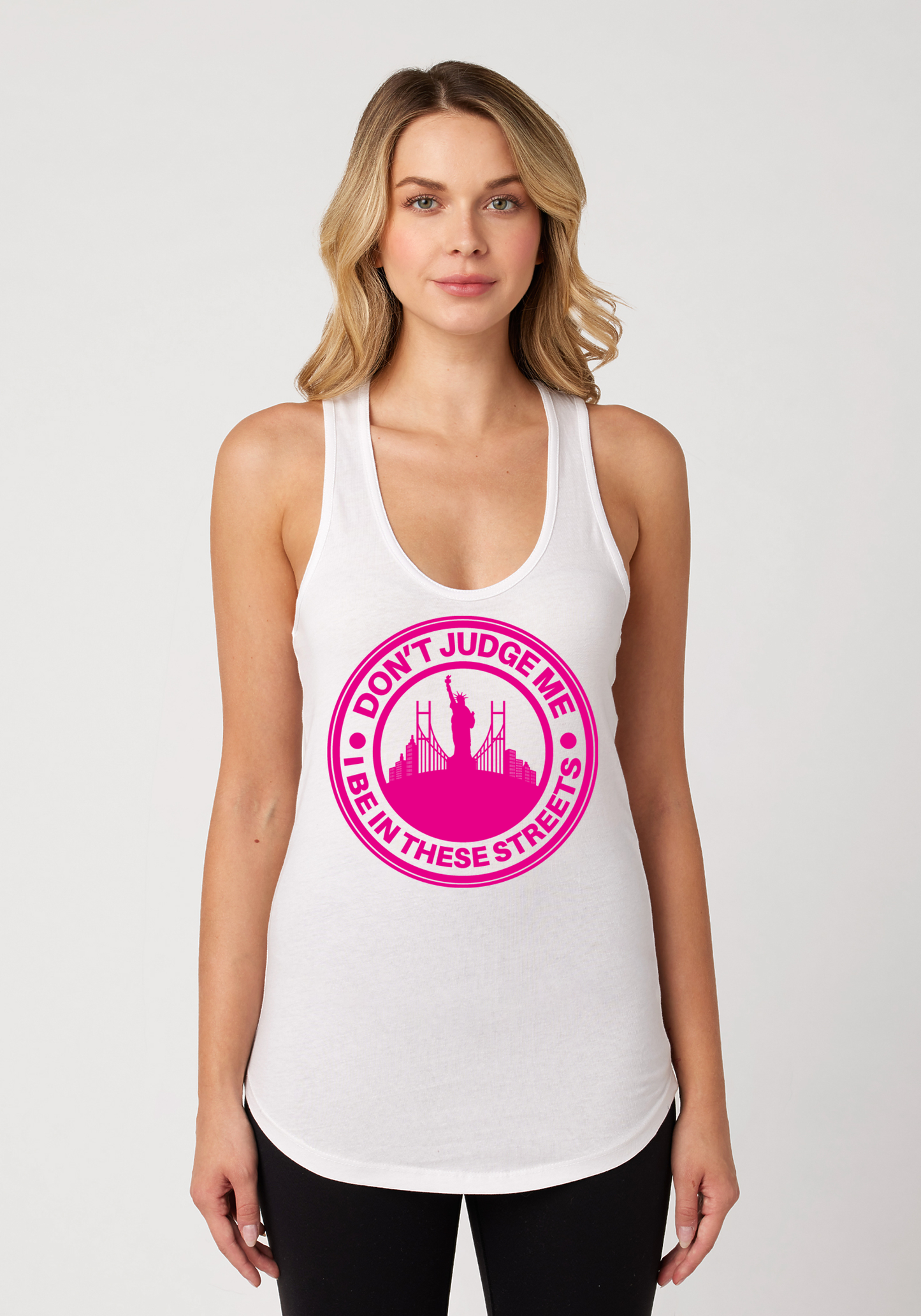 White Women's Racerback Tank - The City