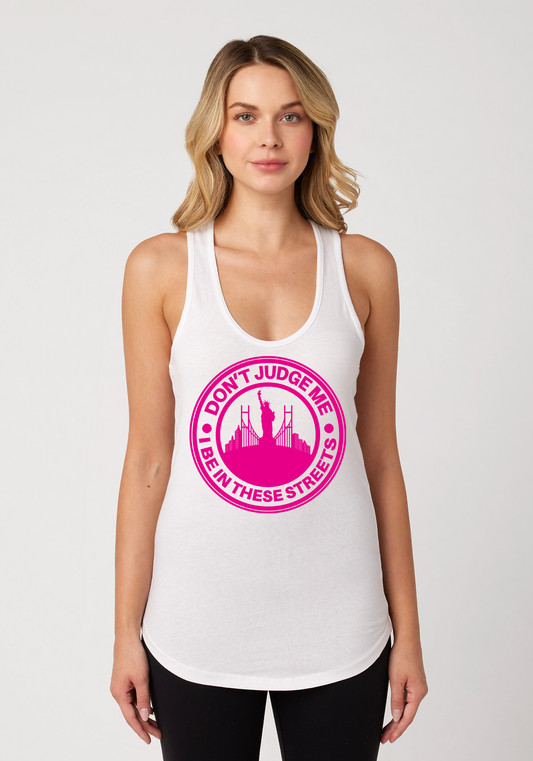 White Women's Racerback Tank - The City