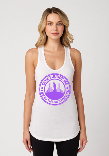 White Women's Racerback Tank - The City