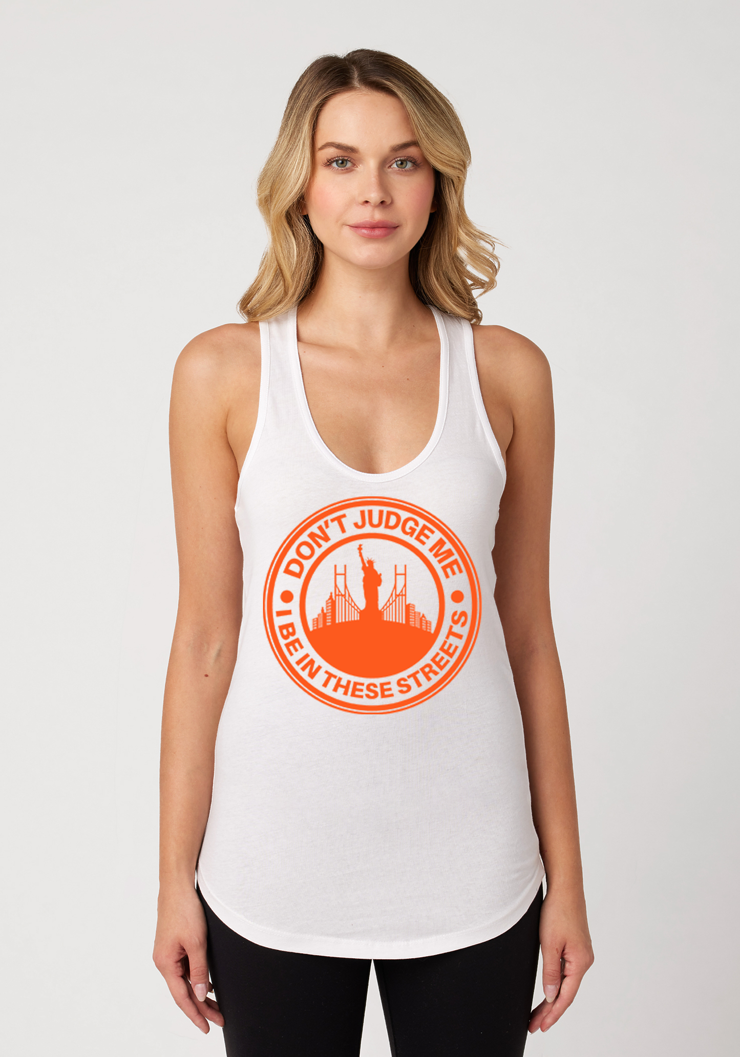 White Women's Racerback Tank - The City