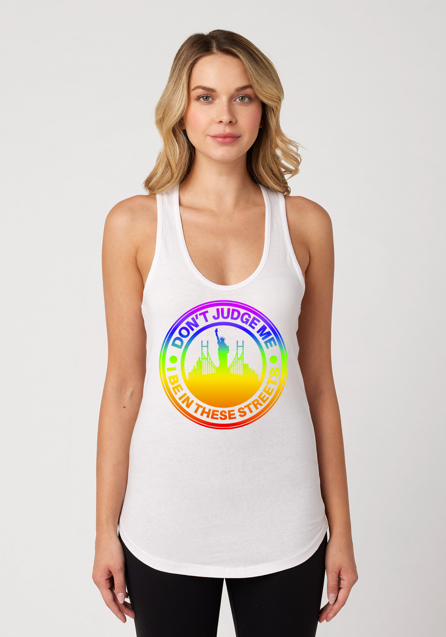 White Women's Racerback Tank - The City